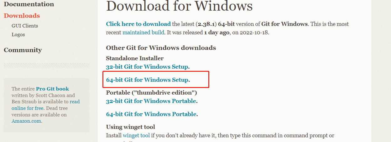 git windows安装包选择